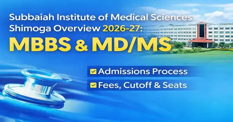 Subbaiah Institute of Medical Sciences Shimoga Overview 2026-27: MBBS & MD/MS Admissions Process Fees, Cutoff & Seats